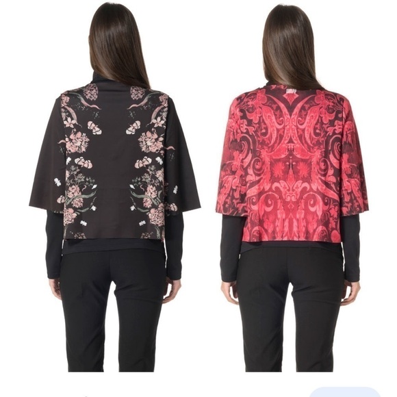 Animapop Jacket reversible floral black red pattern crop - Picture 5 of 12